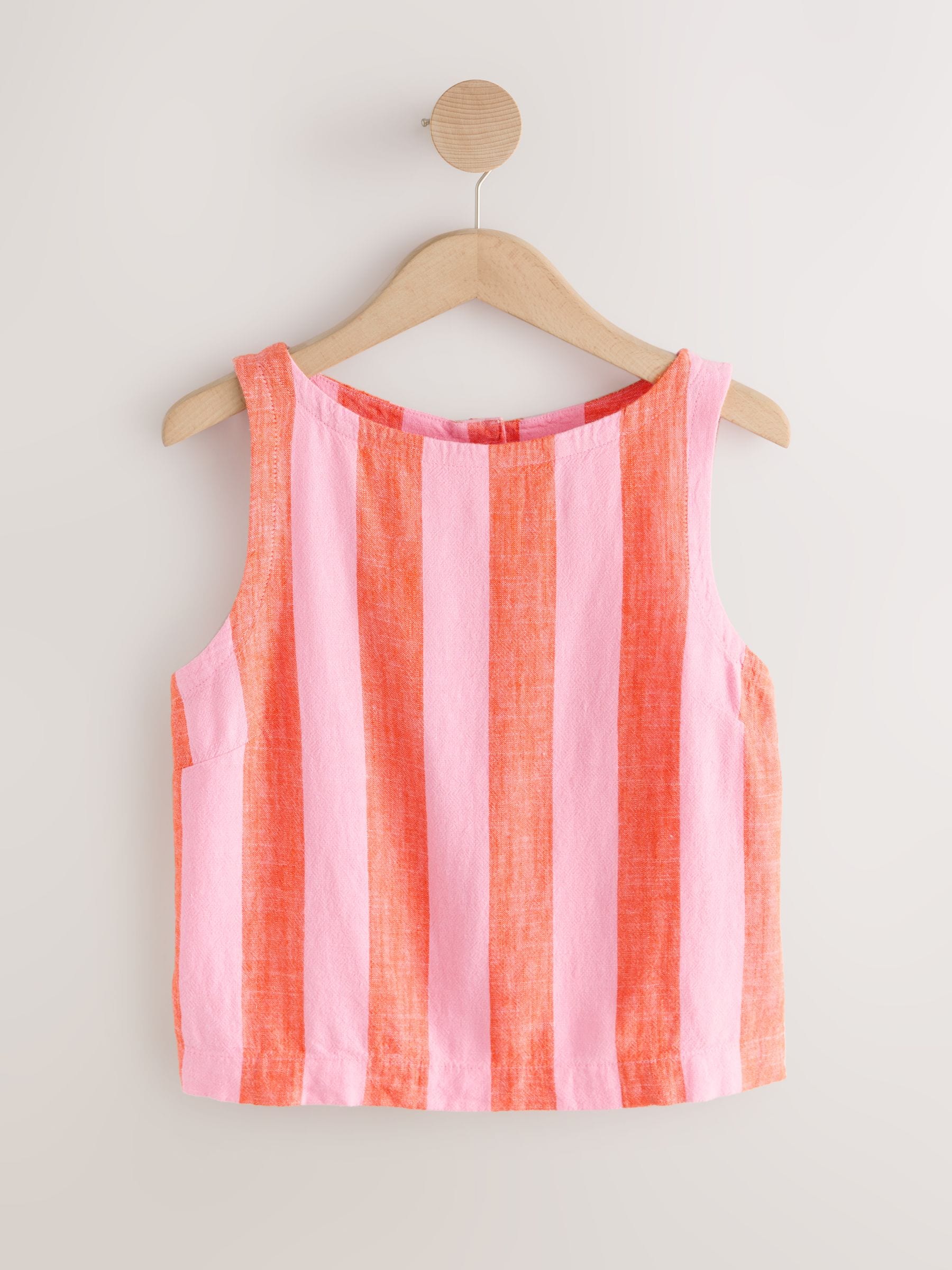 Buy Pink/Orange Stripe Linen Blend Shell Top from Next USA