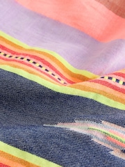 Donkerblauw/roze - Broek met ikatpatroon en elastische tailleband - Afbeelding 7 van 9