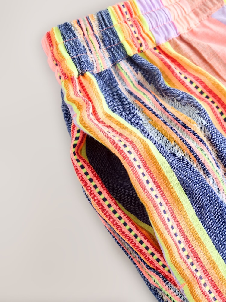 Donkerblauw/roze - Broek met ikatpatroon en elastische tailleband - Afbeelding 9 van 9