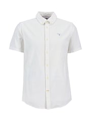 Blanc - Barbour Oxtown Classic Manches courtes  Oxford 100% Chemise en coton - Image 6 de 8