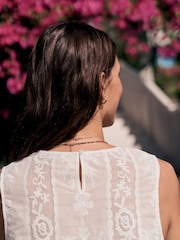 White Lace Embroidered Shell Top - Image 4 of 7