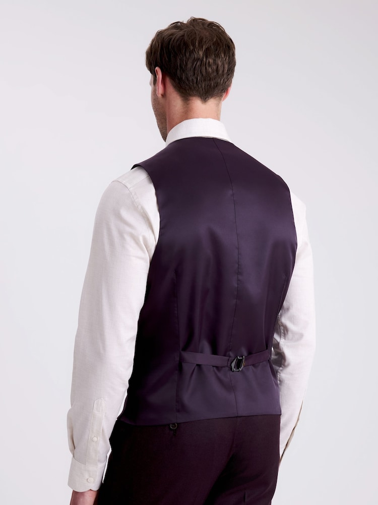 MOSS Tailored Fit Red Grape Performance Waistcoat - Image 2 of 3 MOSS Tailored Fit Red Grape Performance Waistcoat - Image 2 of 3