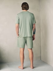 Sage Green Jersey Short Sleeve Pyjamas Set - Image 4 of 12