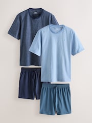 Indigo Blue Stripe Short Sleeve Jersey Pyjamas Set 2 Pack - Image 1 of 7