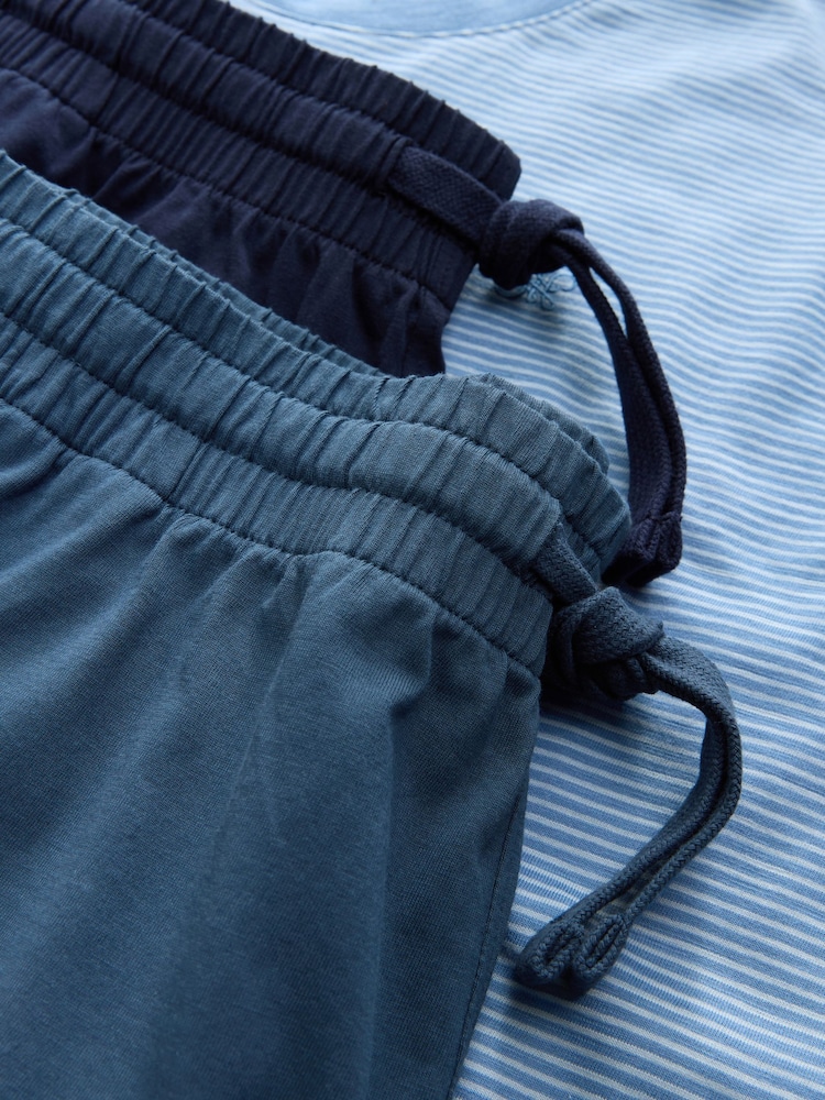 Indigo Blue Stripe Short Sleeve Jersey Pyjamas Set 2 Pack - Image 7 of 7