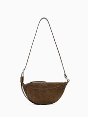 AllSaints Brown Luna Suede Cross-Body Bag - Image 1 of 5