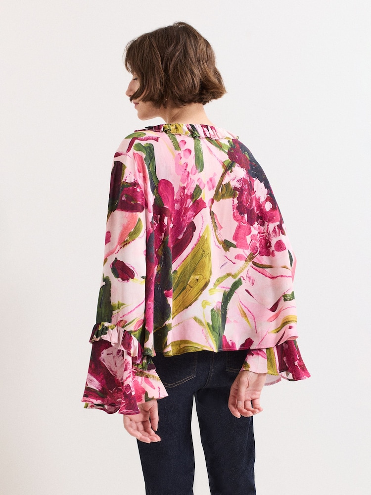 Phase Eight Pink Andi Floral Print Blouse - Image 2 of 7