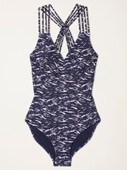 Fat face Hope Navy Brush Stroke Macrame Swimsuit - Image 7 of 7