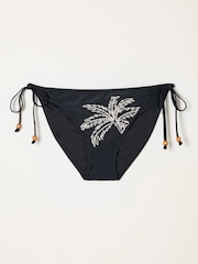 FatFace Black Cornelli Rue Tie Side Bikini Bottoms - Image 5 of 5