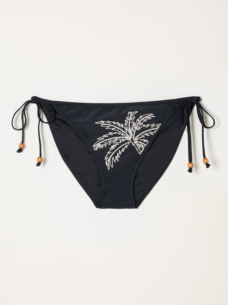 FatFace Black Cornelli Rue Tie Side Bikini Bottoms - Image 5 of 5