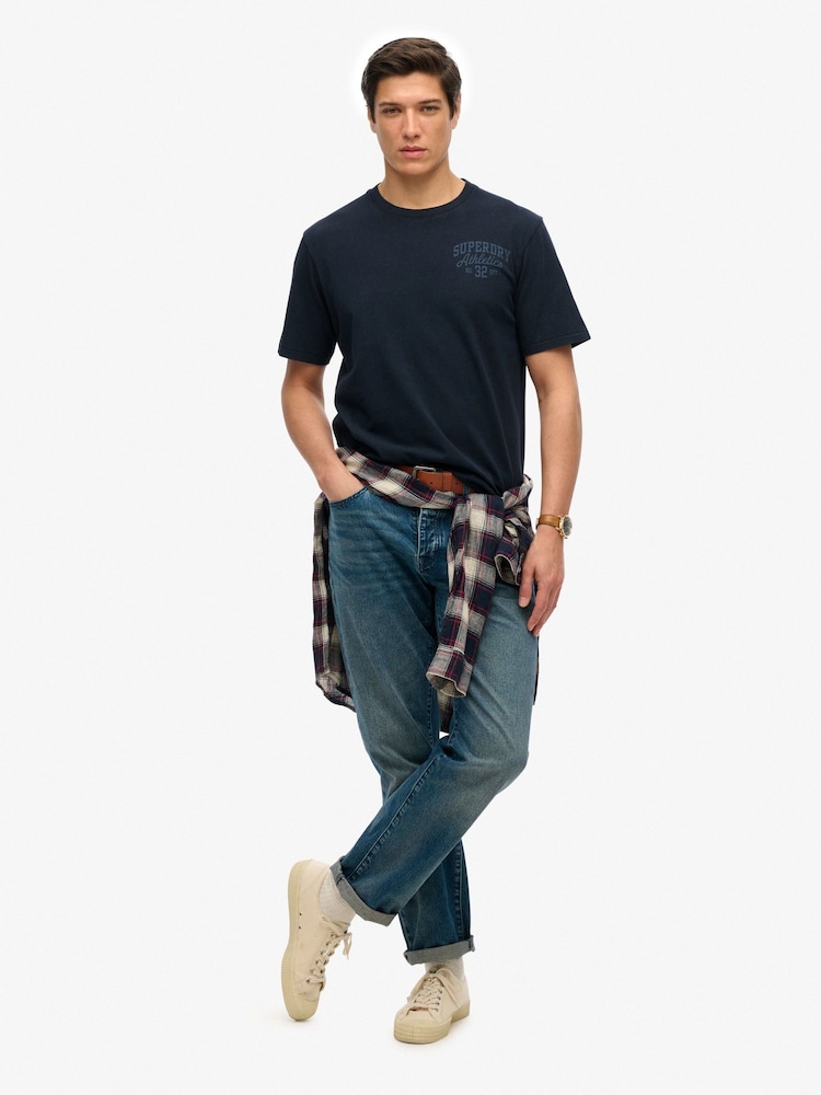 Superdry Blue Vintage Athletic Essential Graphic Print T-Shirt - Image 1 of 5