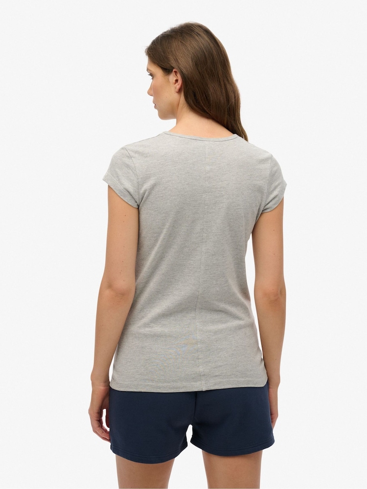 Superdry Grey Athletic Essential Slub T-Shirt - Image 2 of 6 Superdry Grey Athletic Essential Slub T-Shirt - Image 2 of 6