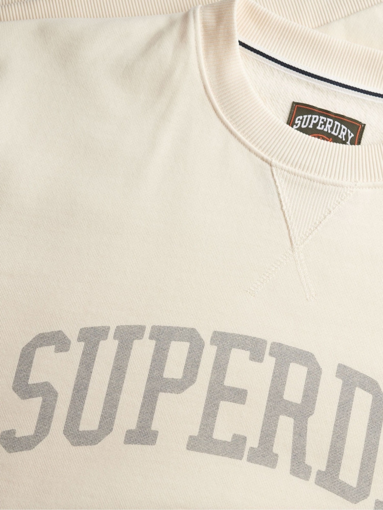Superdry White Athletic Essentials Crew Sweat top - Image 6 of 6