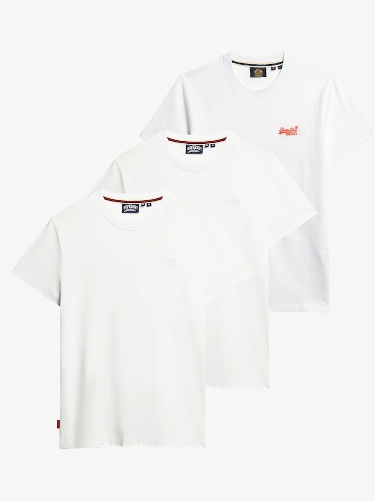 Superdry White Cotton Essential Logo T-Shirts 3 pack - Image 1 of 2