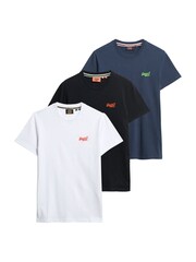 Superdry Black Cotton Essential Logo T-Shirts 3 Pack - Image 1 of 4