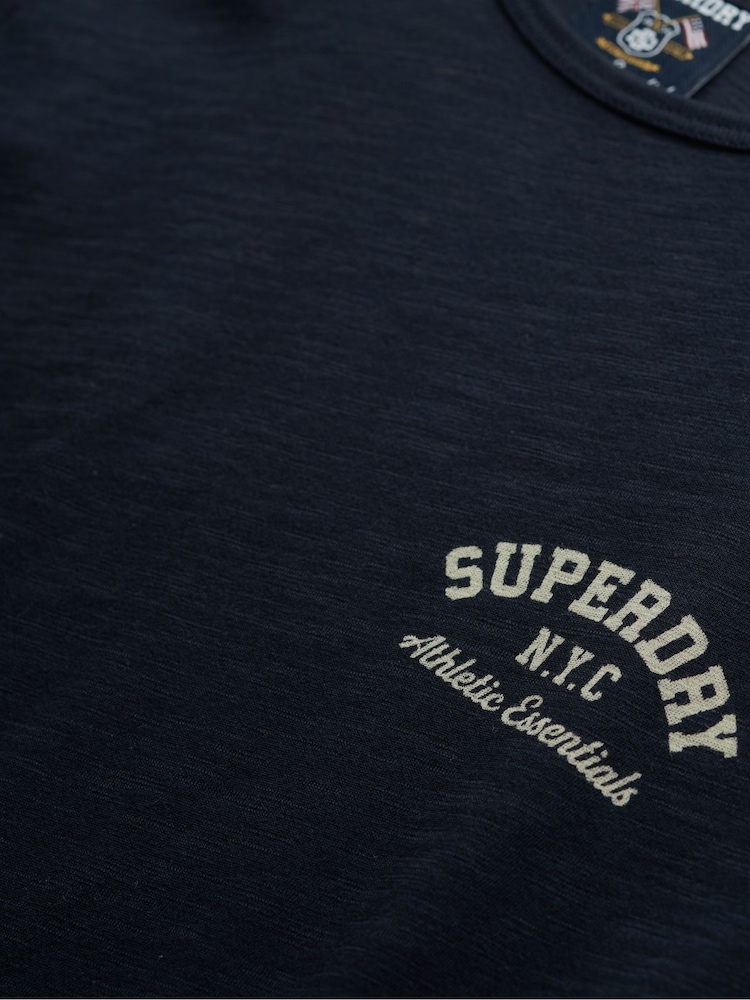 Superdry Blue Athletic Essential Slub T-Shirt - Image 6 of 6 Superdry Blue Athletic Essential Slub T-Shirt - Image 6 of 6