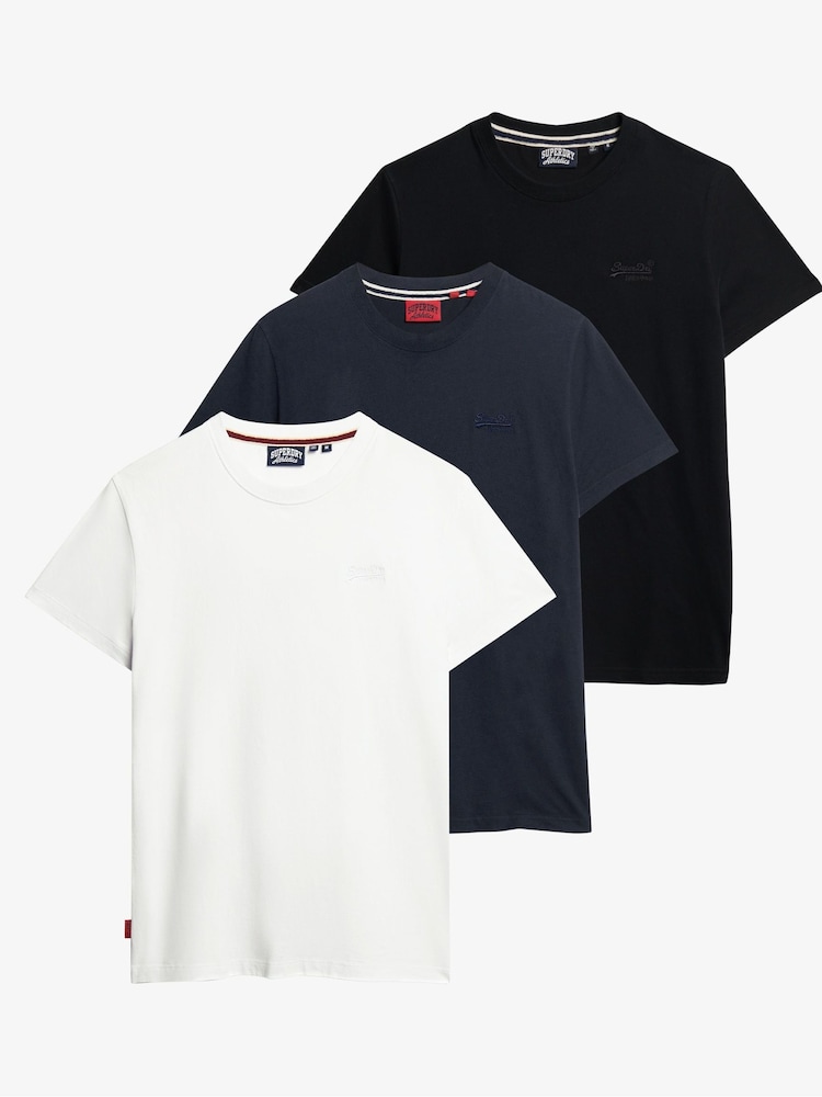 Superdry Black Cotton Essential Logo T-Shirts 3 Pack - Image 1 of 4
