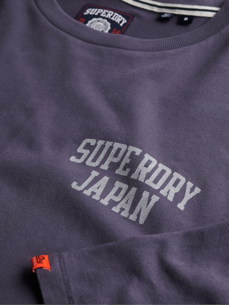 Superdry Purple Athletic Essentials Long Sleeve T-shirt - Image 6 of 6 Superdry Purple Athletic Essentials Long Sleeve T-shirt - Image 6 of 6