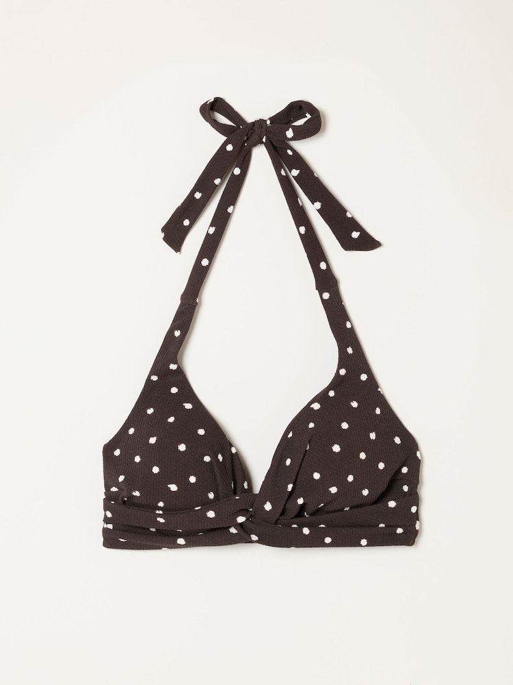 FatFace Chocolate Brown Polka Dot Bikini Top - Image 6 of 6