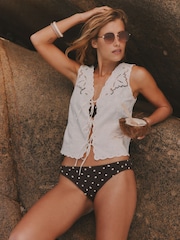 FatFace Chocolate Brown Polka Dot Bikini Bottom - Image 3 of 5