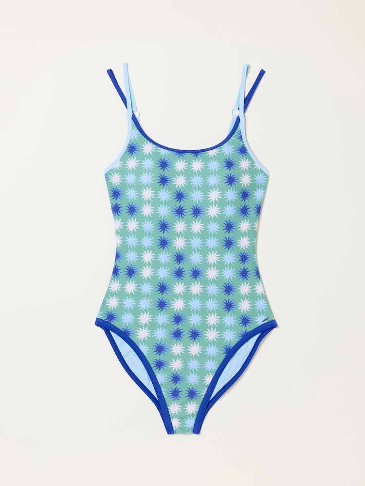 FatFace Green Sun Print Swimsuit - Image 7 of 7