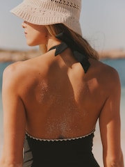 FatFace Cornelli Black Cornelli Halter Swimsuit - Image 4 of 6
