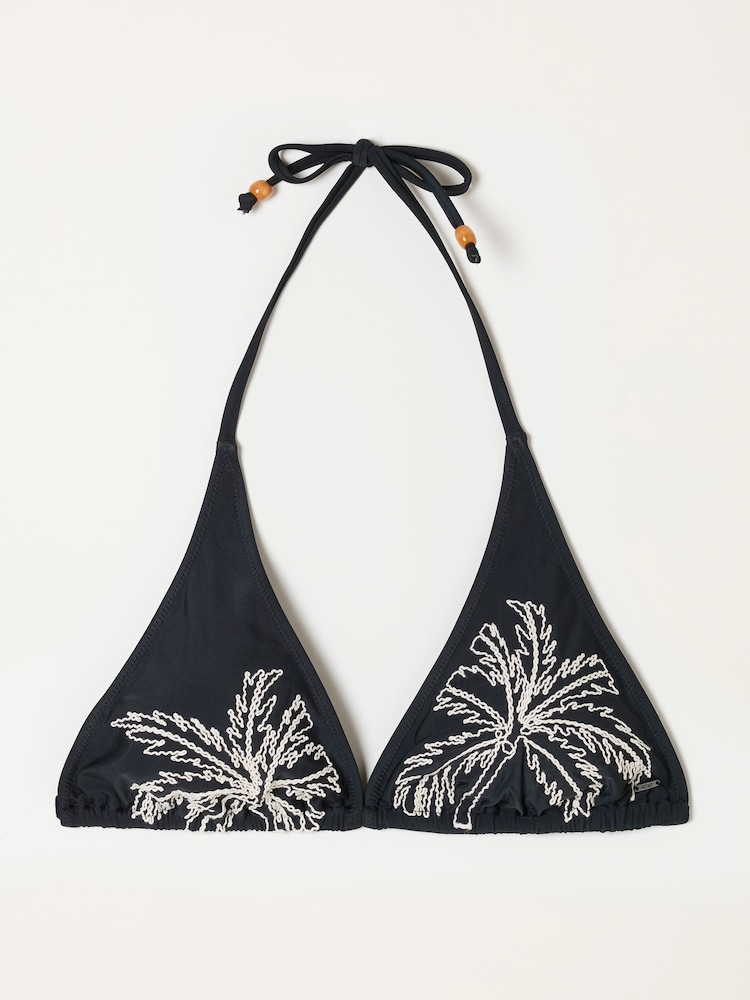 FatFace Maci Black Cornelli Triangle Bikini Top - Image 5 of 5