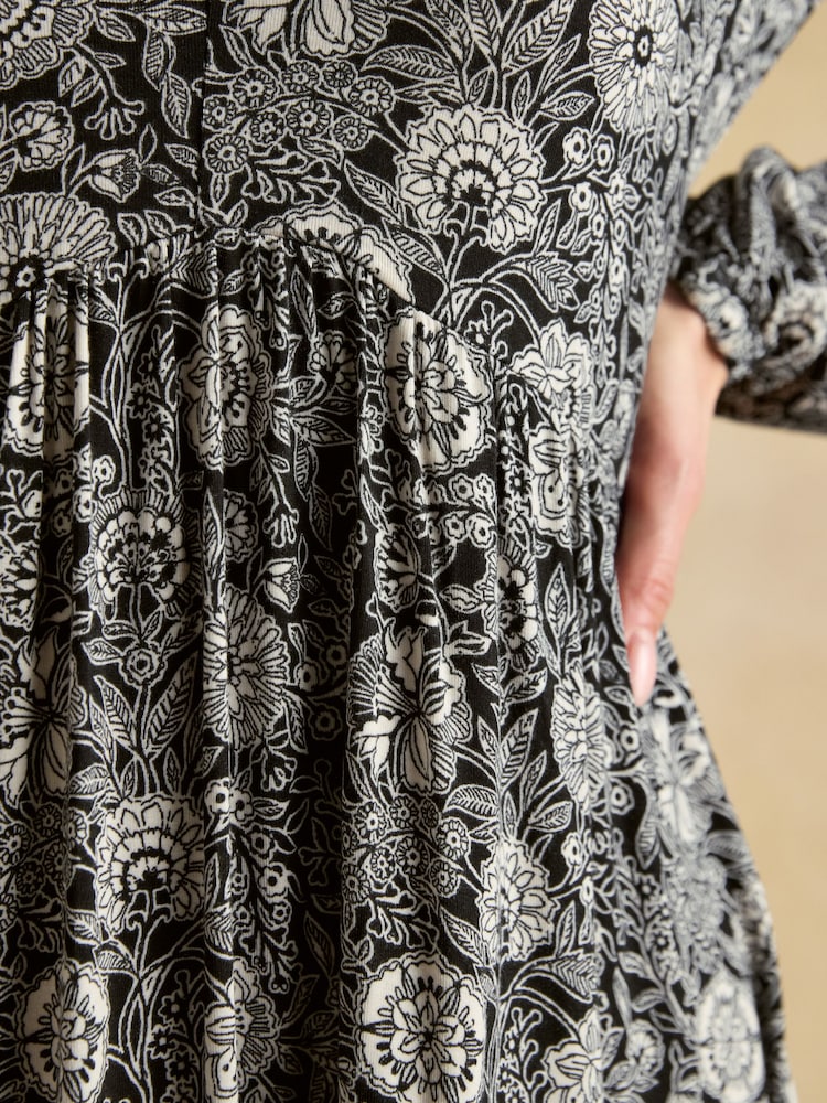 Buy Joules Nia Black Floral V-Neck Long Sleeve Midi Jersey Dress from Next USA Buy Joules Nia Black Floral V-Neck Long Sleeve Midi Jersey Dress from Next USA