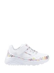 Skechers White Uno Lite Heart Craze Trainers - Image 1 of 2