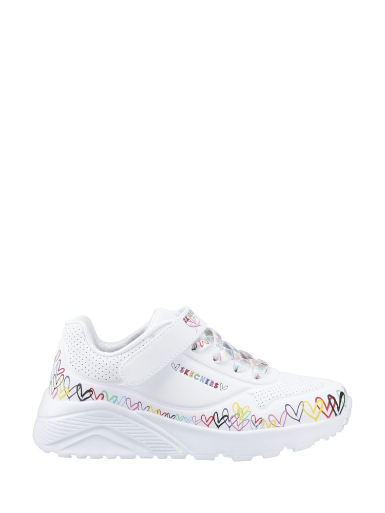 Skechers White Uno Lite Heart Craze Trainers - Image 1 of 2