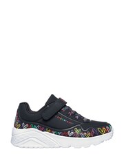 Skechers Black Uno Lite Heart Craze Trainers - Image 2 of 2
