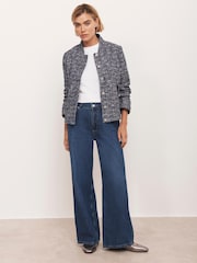 Mint Velvet Blue Boucle Jacket - Image 5 of 8