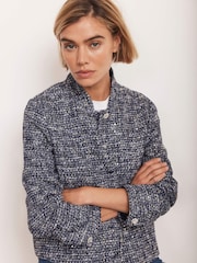 Mint Velvet Blue Boucle Jacket - Image 6 of 8