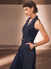 Mint Velvet Blue Tuxedo Waistcoat - Image 3 of 8