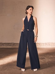 Mint Velvet Blue Tuxedo Waistcoat - Image 5 of 8