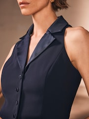 Mint Velvet Blue Tuxedo Waistcoat - Image 6 of 8