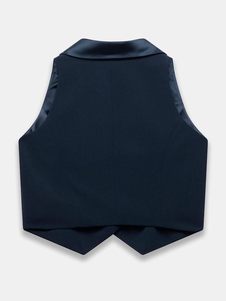 Mint Velvet Blue Tuxedo Waistcoat - Image 8 of 8 Mint Velvet Blue Tuxedo Waistcoat - Image 8 of 8