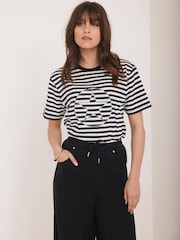 Mint Velvet Blue Striped Star T-Shirt - Image 4 of 8