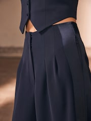 Mint Velvet Blue Wide Tuxedo Trousers - Image 3 of 8