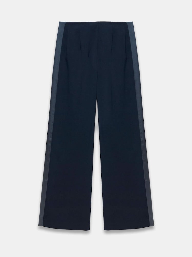 Mint Velvet Blue Wide Tuxedo Trousers - Image 8 of 8