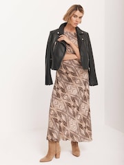 Mint Velvet Brown Geometric Print Midi Dress - Image 3 of 8