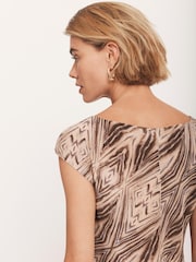 Mint Velvet Brown Geometric Print Midi Dress - Image 4 of 8