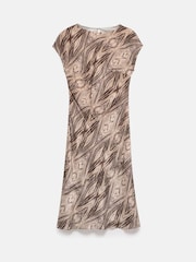 Mint Velvet Brown Geometric Print Midi Dress - Image 7 of 8