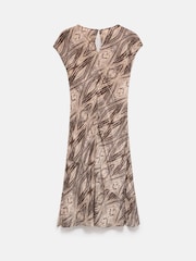 Mint Velvet Brown Geometric Print Midi Dress - Image 8 of 8