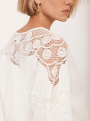 Mint Velvet Cream Cotton Embroidered Top - Image 6 of 8