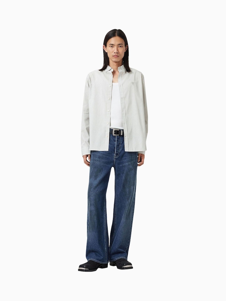 AllSaints White Nolan Long Sleeve Shirt - Image 1 of 8