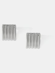 Mint Velvet Silver Tone Ribbed Stud Earrings - Image 1 of 3