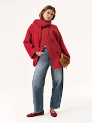 Mint Velvet Red Wool Blend Hand Finished Scarf Coat - Image 1 of 8