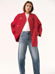 Mint Velvet Red Wool Blend Hand Finished Scarf Coat - Image 2 of 8