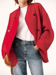 Mint Velvet Red Wool Blend Hand Finished Scarf Coat - Image 5 of 8